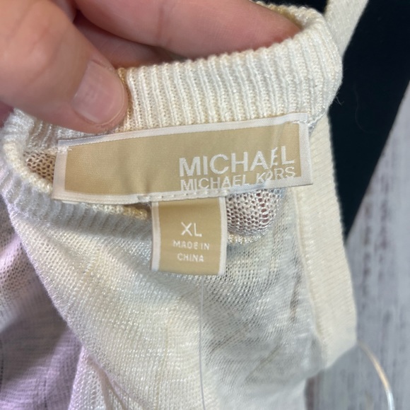 NWT Michael By Michael Kors Cream Colored Tank Top, Gold Rings, Lightweight, XL - Picture 8 of 8